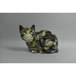 A Winstanley Pottery Cat with Glass Eyes, Signed Under, 17cm high