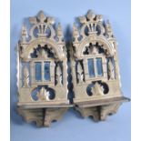 A Pair of Late 19th/Early 20th Century Fret Cut Gilt Decorated Mirrored Wall Mounting Sconce