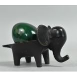 A Bronze Novelty Dish in the Form of a Miniature Elephant Containing a Polished Malachite Egg,