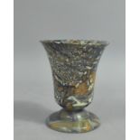 A Slipware Vase of Fluted Form on Circular Stepped Base, 11.5cm high