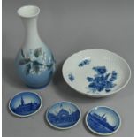 A Collection of Royal Copenhagen to Comprise Vase, Footed Bowl and Three Pin Dishes
