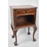 A Mid 20th Century Mahogany Bedside Cabinet with Top Drawer by John Stuart, New York, Carved