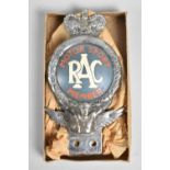 A Vintage 1960s RAC Motor Sport Member Chrome Car Badge by Birmingham Medal and Badge Company, 15cms