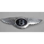 A Late 20th Century Chromed Car Badge for Bentley, 16cms Wide,