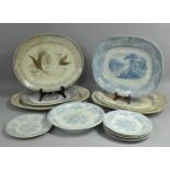 A Collection of Various Late 19th/Early 20th Century Transfer Printed Meat Platters and Plates,