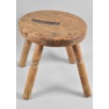 A Vintage Circular Topped Four Legged Stool, 24cms Diameter and 24cms High