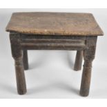 An 18th Century Rectangular Topped Stool with Pegged Joints, 42cms by 27cms by 35cms High