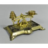 A Set of Brass Postage Scales with Weights, 22cms Wide