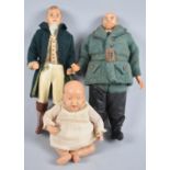 Two Vintage Gentleman Doll Figures together with a Plastic Baby