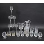 A Collection of Various Glassware to include Set of Six Small Wines having Air Twist Stems, Brandy