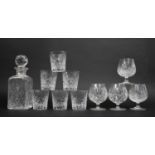 A Set of Six Cut Glass Tumblers, Spirit Decanter and Four Brandy Balloons