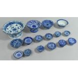 A Collection of Blue and White Thia Footed Bowls