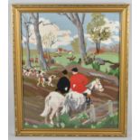 A Gilt Framed Sporting Tapestry, 44x53cm