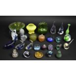 A Collection of Various Coloured Glass to include Paperweights, Caithness Examples Etc