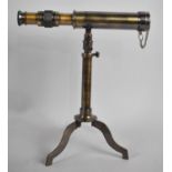 A Reproduction Brass Copy of a Two Drawer Telescope as made by W Ottway in 1915, Tripod Rise and