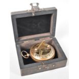 A Reproduction Wooden Cased Pendant Compass in Brass as made by Ross of London