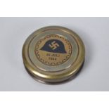 A Reproduction Circular Brass Compass, The Screw Top with Swastika, Helmet and Dated 20th July 1944,