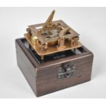 A Reproduction Cased Sundial Compass in Brass as was made By Dollond, London, 10cms Square