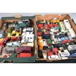 A Large Collection of Unboxed Playworn Diecast Vans, Lorries and Vehicles