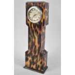 A Vintage Novelty Tortoiseshell Mantel Clock in the Form of a long Case Clock, Having Eight Day