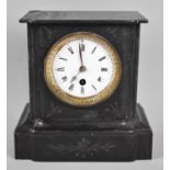 An Edwardian French Black Slate Mantel Clock of Architectural Form in need of Substantial