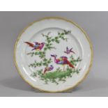 A 19th Century Porcelain Cabinet Plate, Hand Painted with Exotic Birds with Gilt Trim, 21.5cm