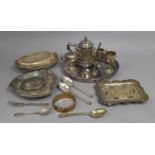 A Collection of Various Silver Plated Items to comprise Galleried Silver Plated Tray, Teapot,