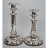 A Pair of Late 19th/Early 20th Century Sheffield Plated Rise and Fall Candle Sticks