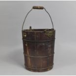 A 19th Century Wooden Bucket, Missing Lid, 25cms Diameter and 29cms High