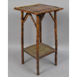A Small Bamboo Square Topped Occasional Table, In Need of Some Restoration