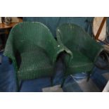 Two Green Painted Lloyd Loom Chairs
