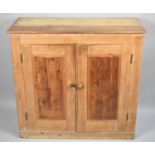 A Late 19th Century Stripped Pine Shelved Cupboard, 94cm wide