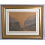 A Framed Welsh Watercolour, Depicting Mountain Scene and Signed J T Parry Ap Idwal 1904, 49x34cm
