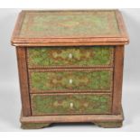 An Interesting Three Drawer Chest with Painted and Brass Studded Decoration, Has Been Stored in Damp