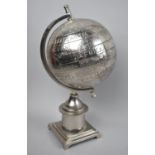 An Indian Silver Plated Desktop Novelty Globe, 31cms High