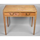 A Late 19th/Early 20th Century Stripped Pine Side Table, Two Drawers, with Small Gallery Back,