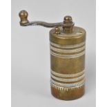 A Vintage Far Eastern Brass Spice Grinder of Cylindrical Form, 9cms High