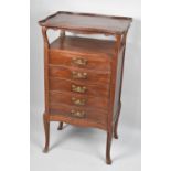 An Art Nouveau Mahogany Four Drawer Music Cabinet on Cabriole Supports, Galleried Top, 55cms Wide