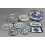 A Part Set of Old Chelsea Blue and White Transfer Printed Dinnerwares, Various Other Blue and