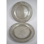 Two Pewter William IV Plates, the Larger 24cm Diameter