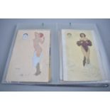 A Collection of Art Nouveau and Art Deco Postcards to include Seven Raphael Kirchner, Also Leo