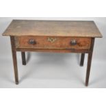 A Mid 19th Century Rustic Oak Side Table with Single Long Drawer, Square Tapering Supports, Has Been