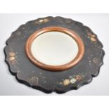 A Late 19th Century Mother of Pearl Mounted and Floral Decorated Papier Circular Wall Mirror with