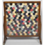 A Mid 20th Century Oak Framed Firescreen with Patchwork Quilt Centre, 52cm wide