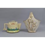 A Mid/Late Novelty Teapot, "Ye Olde Wishing Well" Together with Arthur Woods Basket Vase