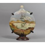 A Late 19th Century Hand Painted Moon Flask, Lake Scene, Impressed Makers Mark LW to Base, 30cm high