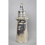 A Large Novelty Silver PLated Cocktail Shaker in the Form of a Lighthouse, 35.5cms High