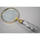 A Modern Desk Top Brass Mounted Magnifying Glass, 22cms Long