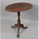 A Late 19th Century Oval Topped Tripod Table with Carved Border and Acanthus Carving to Turned