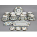 A Collection of Crown Staffordshire Blue Roll Trim and Floral Garland Decorated Teawares to comprise